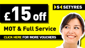 Download this voucher to save £15 off an MOT and full service at your local Setyres