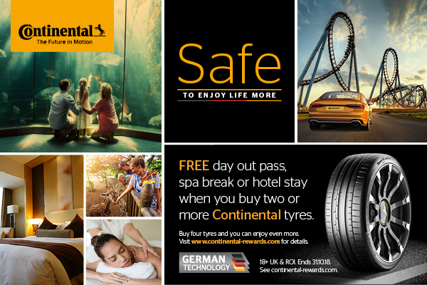 Free day out pass, spa break or hotel stay when you buy two or more Continental tyres